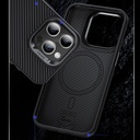Apple iPhone 15 Pro Uyumlu Kılıf Karbon Fiber Magsafe Şarj Özellikli Benks Hybrid ArmorPro 600D Kevlar Kapak - 5