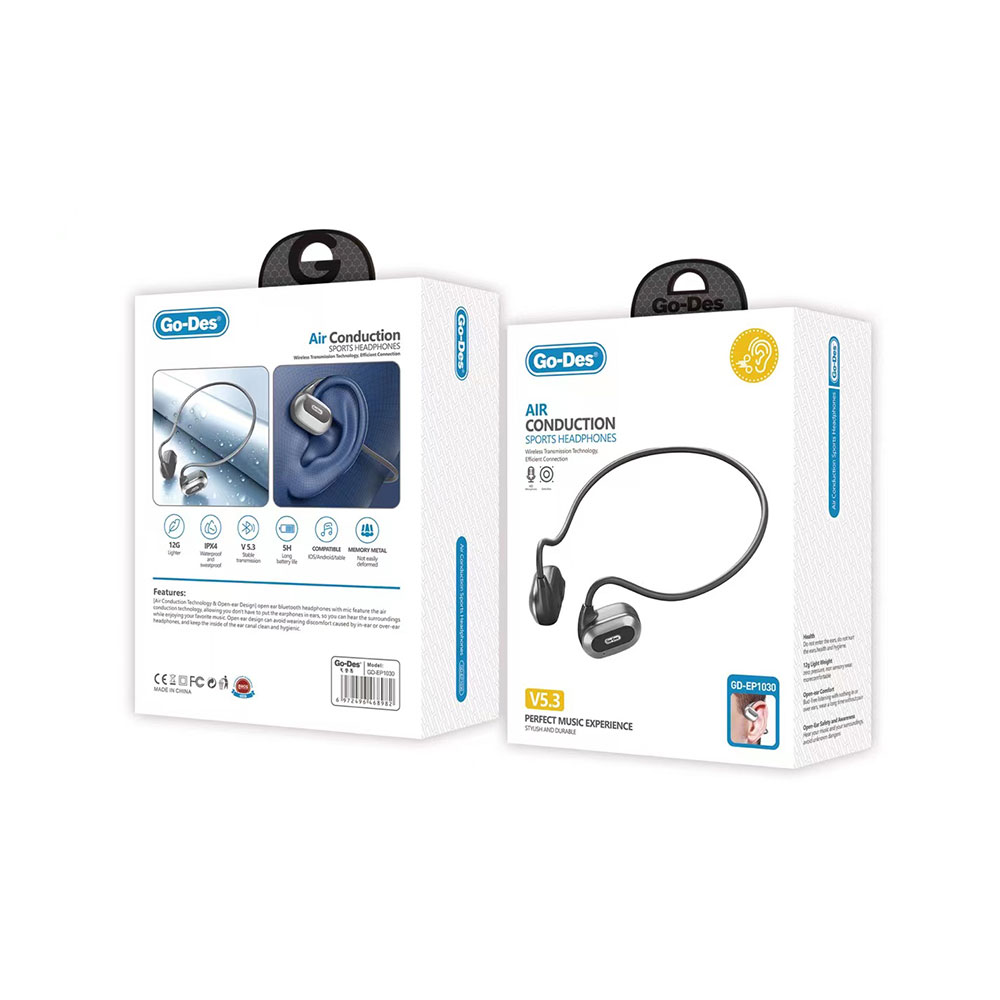 Go Des GD-EP1030 Hava İletim Teknolojili Su Geçirmez Boyun Askılı Sporcu Bluetooth Kulaklığı 1200mAh - 1
