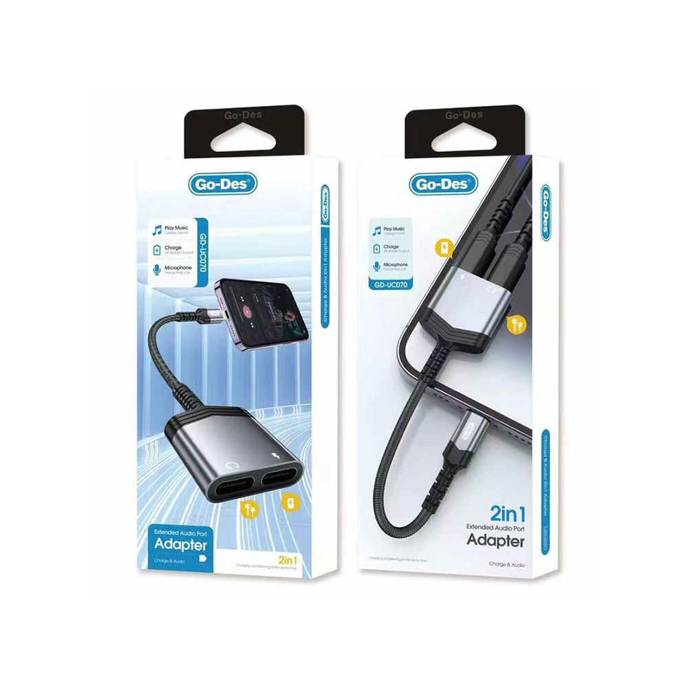 Go Des GD-UC070 Lightning 2in1 Şarj ve Ses Adaptörü - 1
