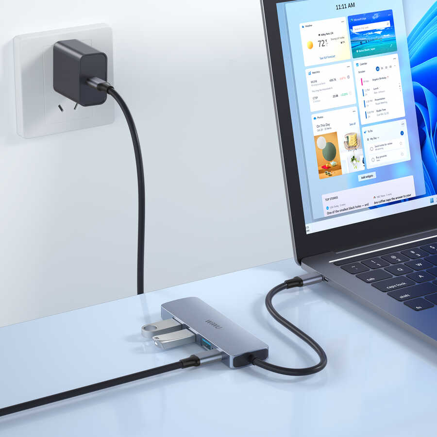 Wiwu Alpha A541BC 5 in 1 Type-C Hub 60W Pd Şarj Destekli Usb Çoğaltıcı - 3