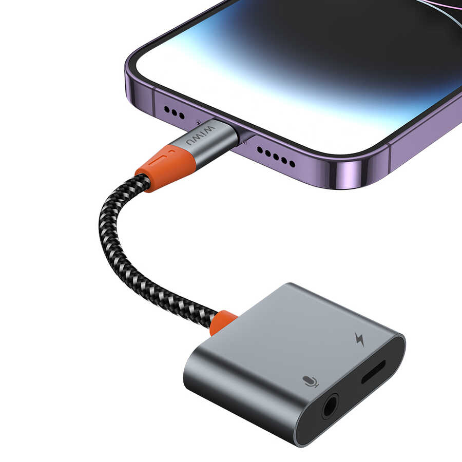 Wiwu LT08 Konuşma Destekli Lightning To 3.5mm Aux Çevirisi Ses Adaptörü - 2