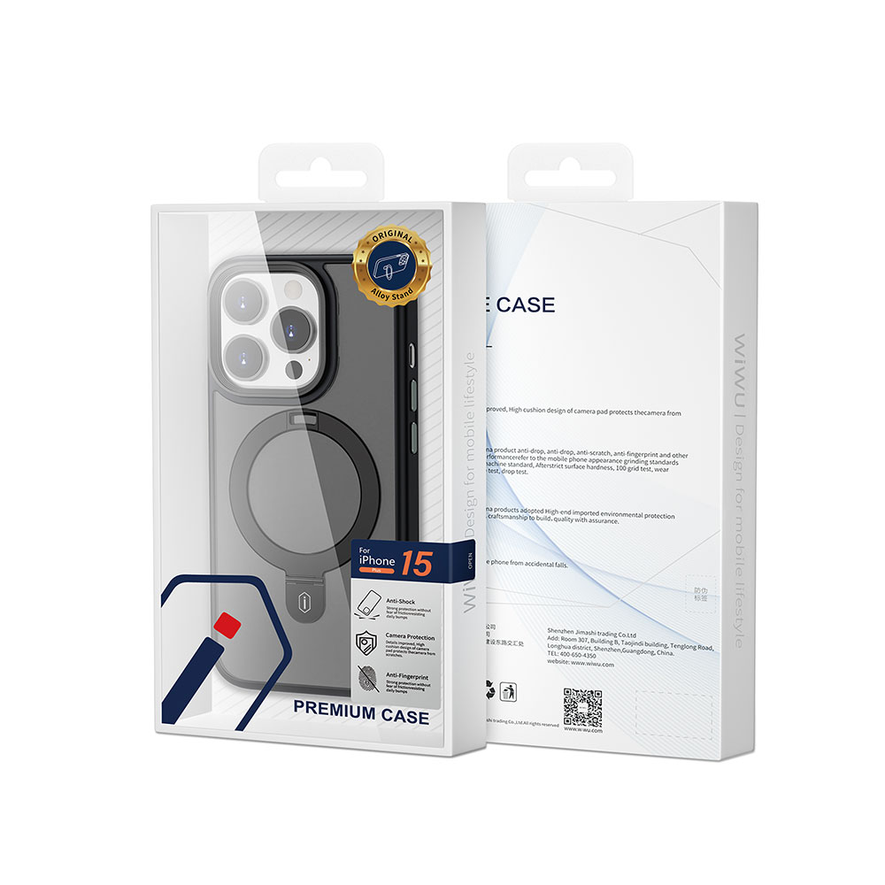 Apple iPhone 15 Pro Uyumlu Kılıf Wiwu ZMM-010 Magsafe Şarj Özellikli Mat Arka Yüzey Standlı Kapak - 10