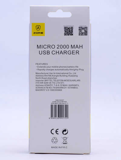 Zore Gold Micro 2000 Mah Usb Şarj Kafa Z-11 - 1