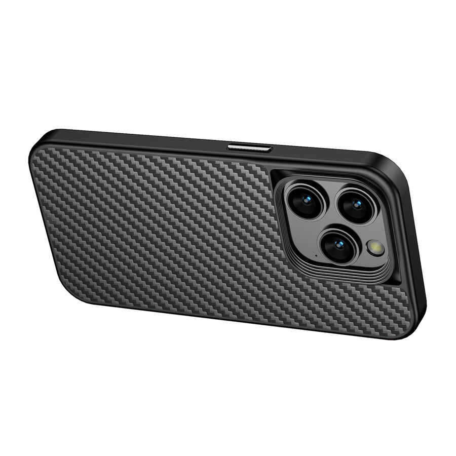 Apple iPhone 14 Pro Max Uyumlu Kılıf Aramid Karbon Fiber Magsafe Özellikli Wlons Radison Kapak - 5