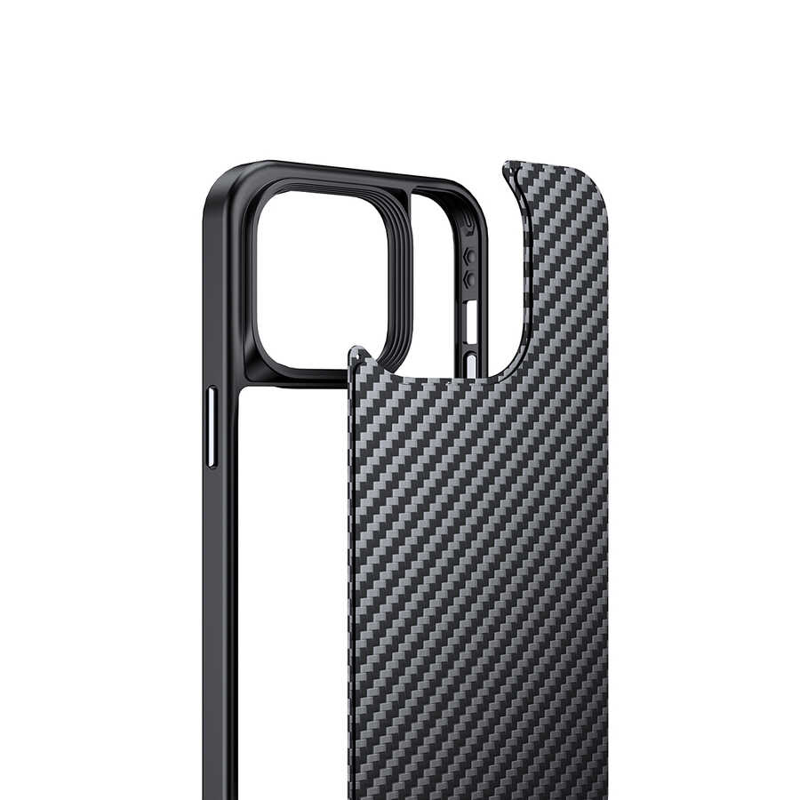 Apple iPhone 14 Pro Max Uyumlu Kılıf Aramid Karbon Fiber Magsafe Özellikli Wlons Radison Kapak - 6