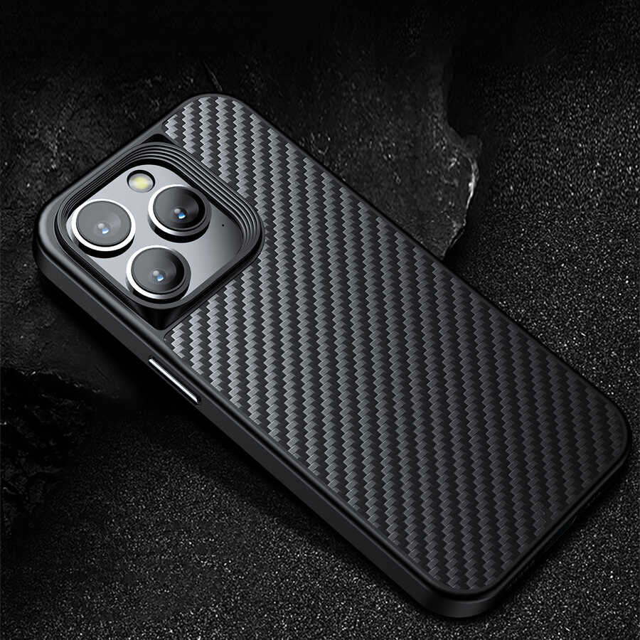 Apple iPhone 14 Pro Max Uyumlu Kılıf Aramid Karbon Fiber Magsafe Özellikli Wlons Radison Kapak - 12