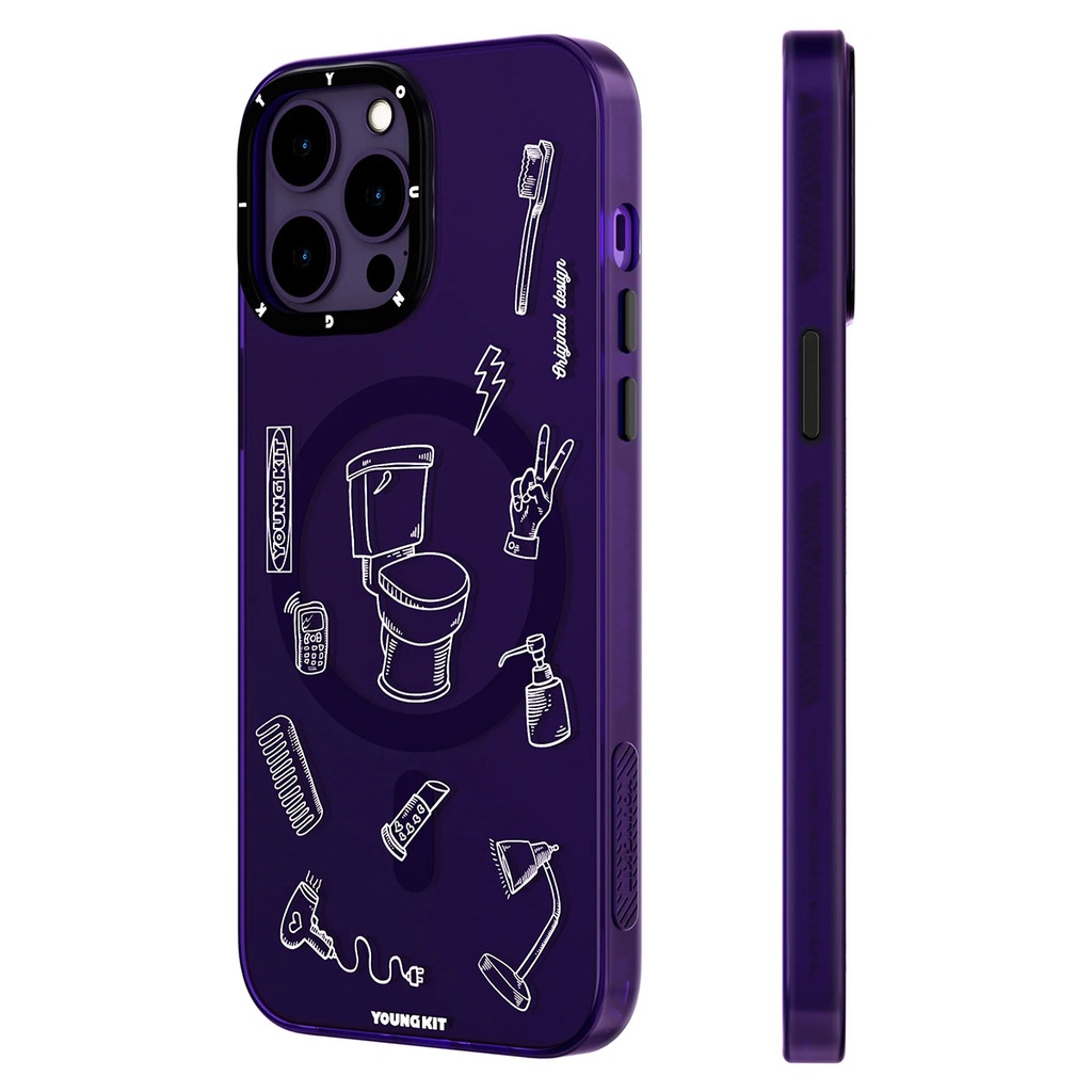 Apple iPhone 14 Pro Max Uyumlu Kılıf Magsafe Şarj Özellikli Desenli Youngkit Plaything Serisi Kapak - 1