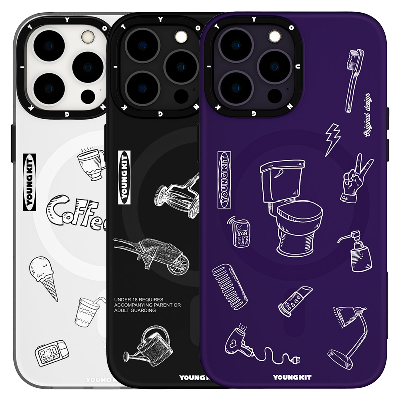 Apple iPhone 14 Pro Max Uyumlu Kılıf Magsafe Şarj Özellikli Desenli Youngkit Plaything Serisi Kapak - 8