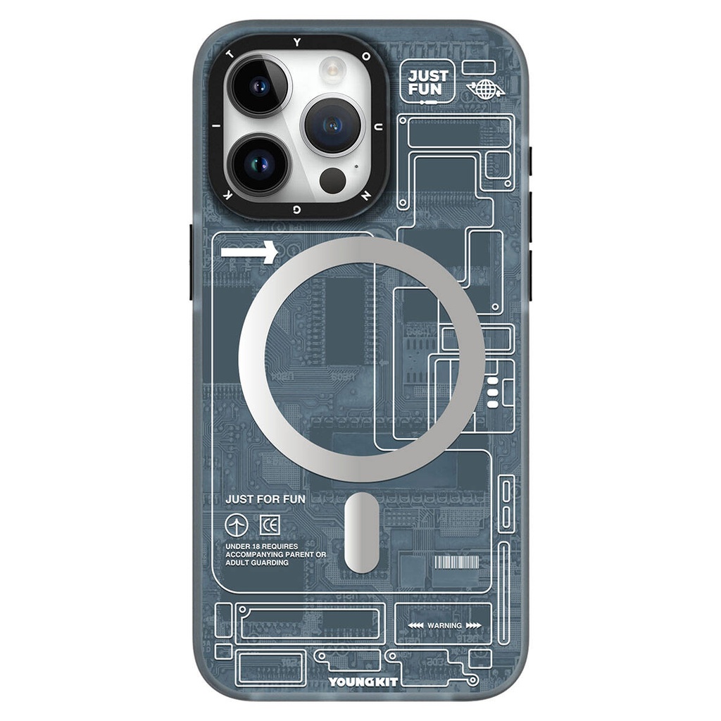 Apple iPhone 15 Pro Max Uyumlu Kılıf Magsafe Şarj Özellikli YoungKit Technology Serisi Kapak - 6