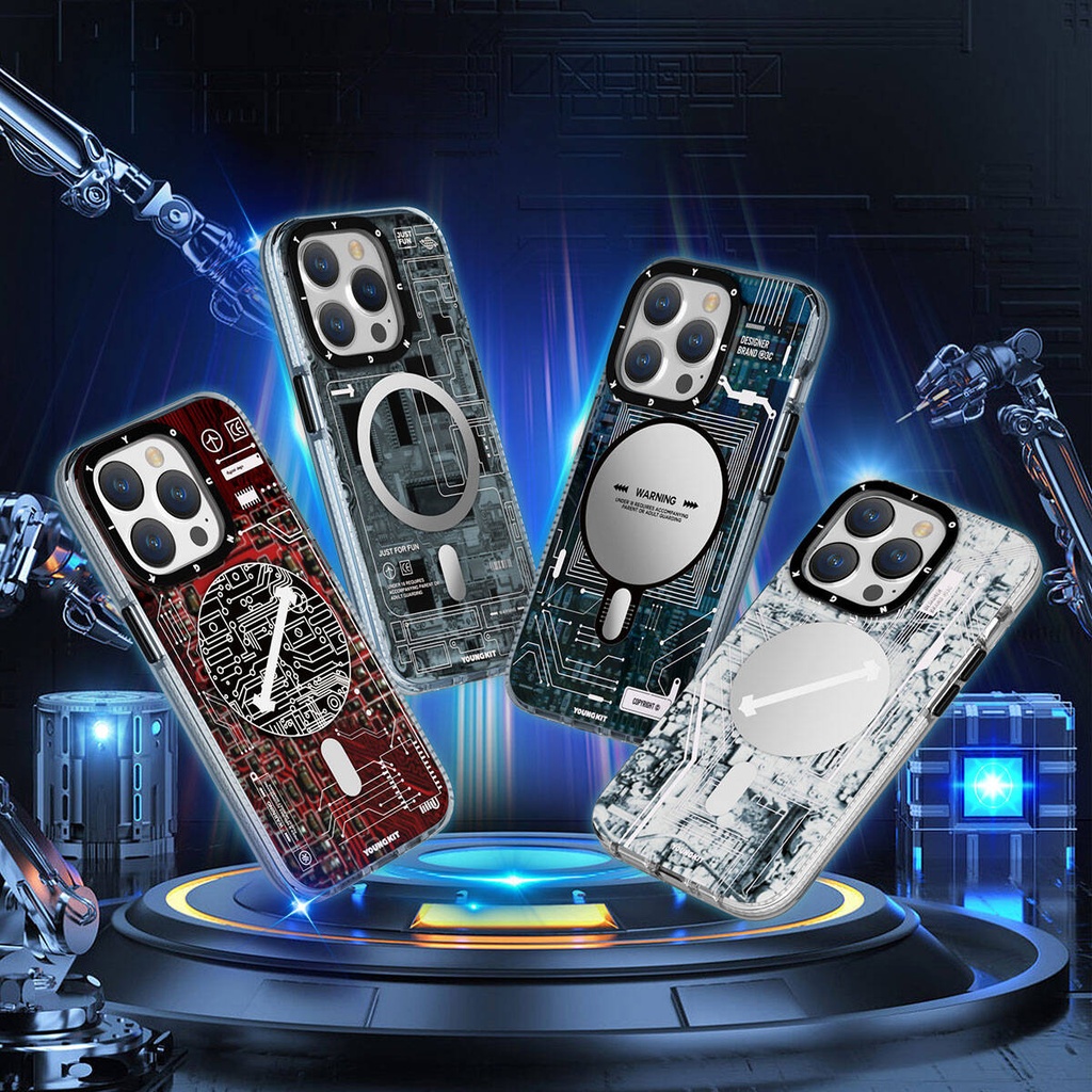 Apple iPhone 15 Pro Max Uyumlu Kılıf Magsafe Şarj Özellikli YoungKit Technology Serisi Kapak - 10