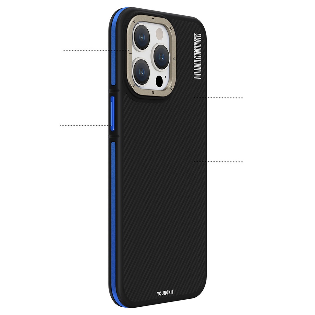 Apple iPhone 15 Pro Max Uyumlu Kılıf Magsafe Şarj Özellikli YoungKit 600D Kevlar Kapak - 2