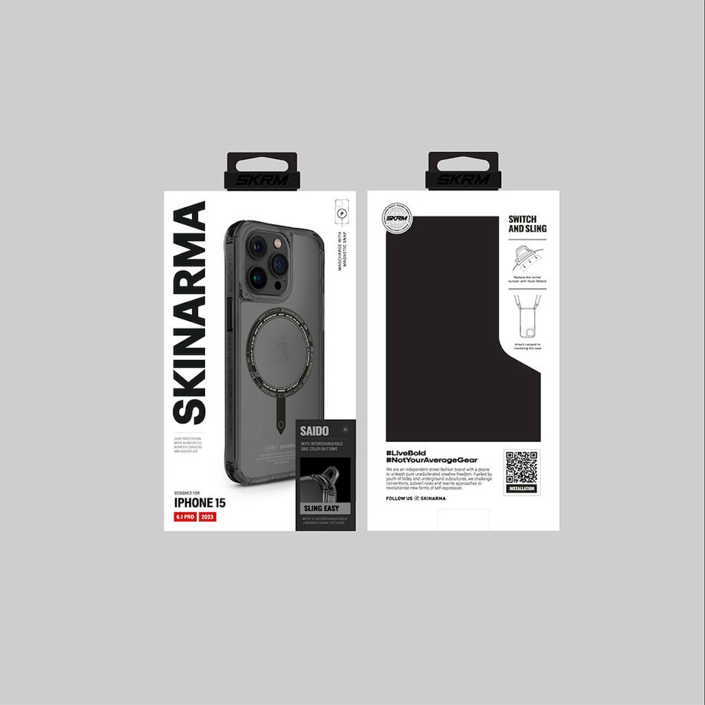 Apple iPhone 15 Pro Max Uyumlu Kılıf SkinArma Şeffaf Airbag Tasarımlı Magsafe Şarj Özellikli Saido Kapak