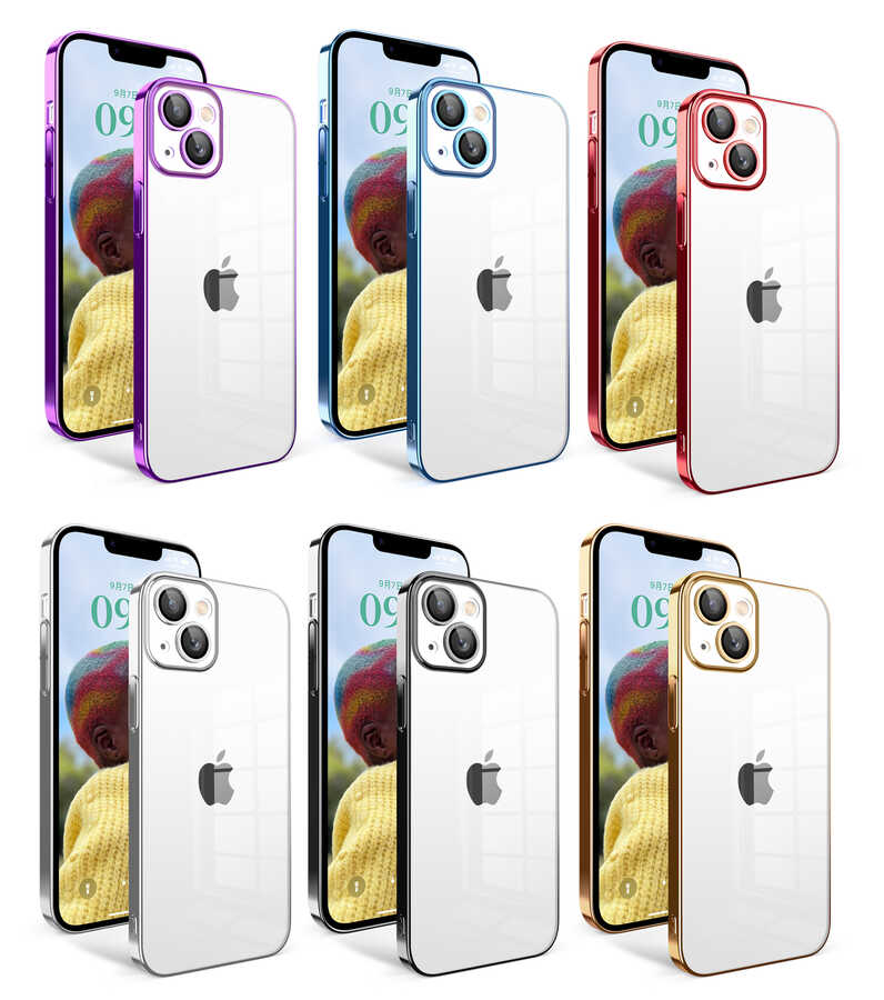 Apple iPhone 14 Uyumlu Kılıf Kamera Korumalı Renkli Çerçeveli Zore Garaj Kapak - 1