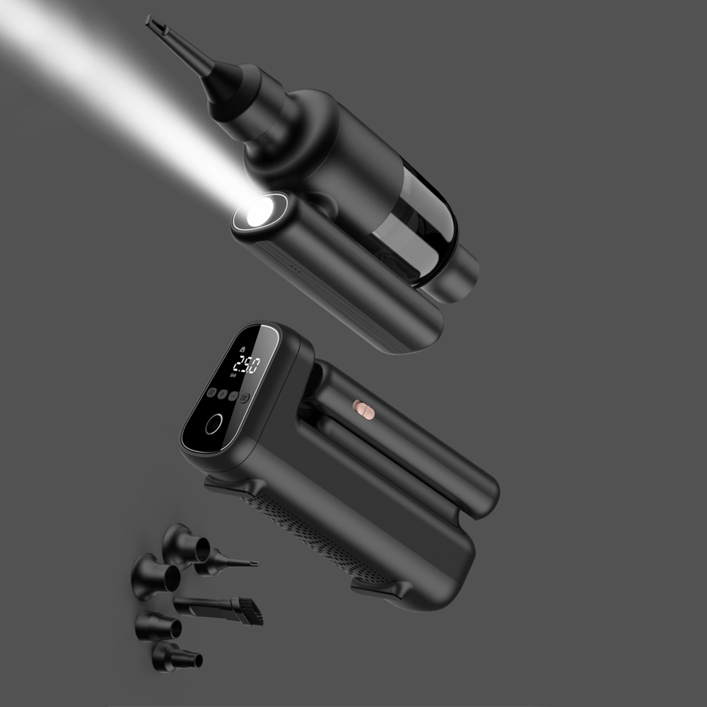 Wiwu Wi-Ai002 5in1 Oto Araç Lastik Şişirme Pompası - Oto Araç Süpürgesi - Vakum Makinesi - Fener Dijital Ekranlı Araç Hava Kompresörü - 4