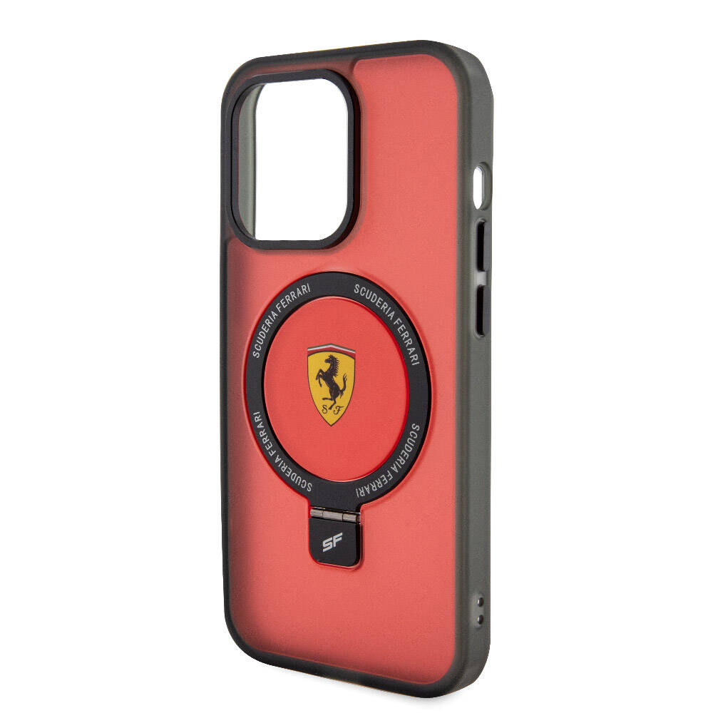 Apple iPhone 15 Pro Max Uyumlu Kılıf Ferrari Magsafe Şarj Özellikli Standlı Buzlu Yüzey Dizayn Kapak - 12