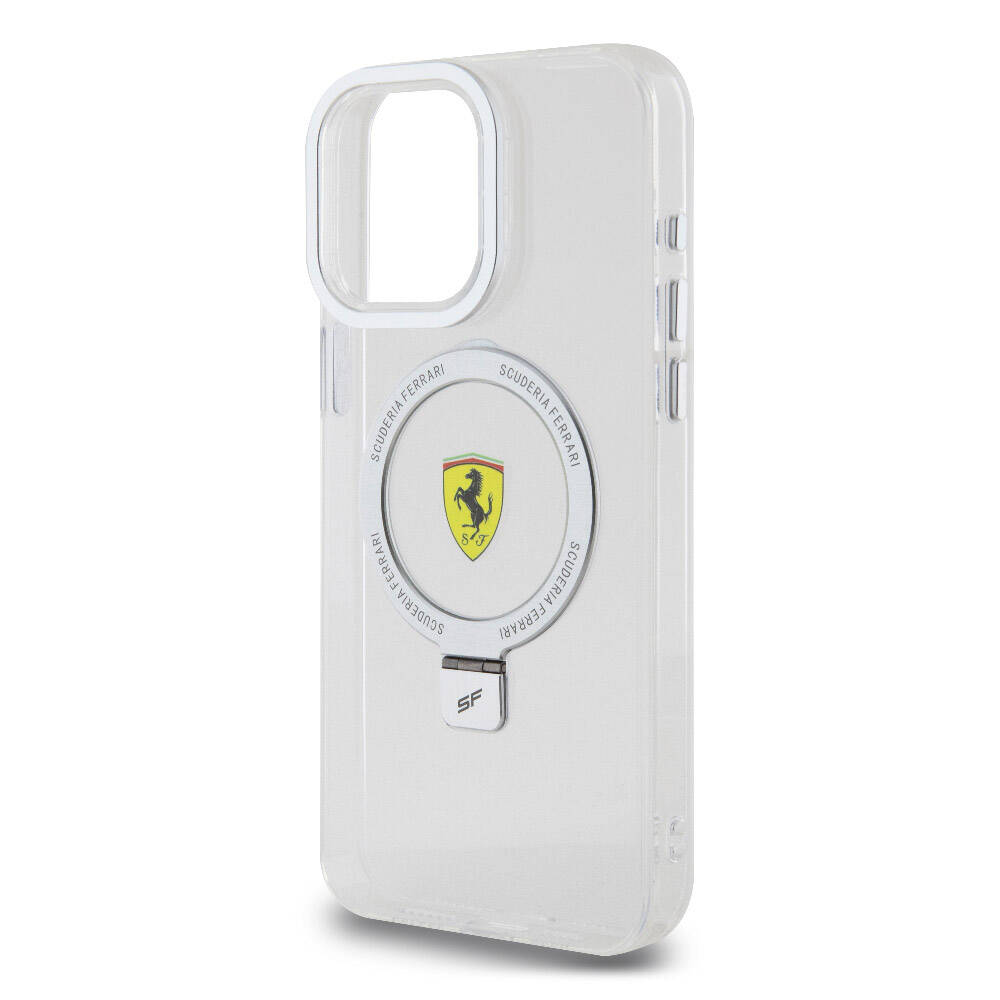 Apple iPhone 15 Pro Max Uyumlu Kılıf Ferrari Magsafe Şarj Özellikli Standlı Buzlu Yüzey Dizayn Kapak - 22