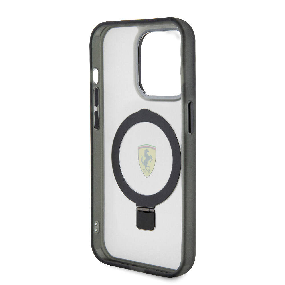 Apple iPhone 15 Pro Max Uyumlu Kılıf Ferrari Magsafe Şarj Özellikli Standlı Buzlu Yüzey Dizayn Kapak - 23