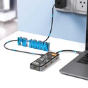 Wiwu CB008 Cyber 8 in 1 Type-C Hub 100W Şarj Destekli Şeffaf Görünümlü SD Kart-RJ45-Hdmi-Usb Çoğaltıcı - 4