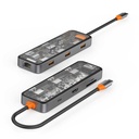 Wiwu CB008 Cyber 8 in 1 Type-C Hub 100W Şarj Destekli Şeffaf Görünümlü SD Kart-RJ45-Hdmi-Usb Çoğaltıcı - 5