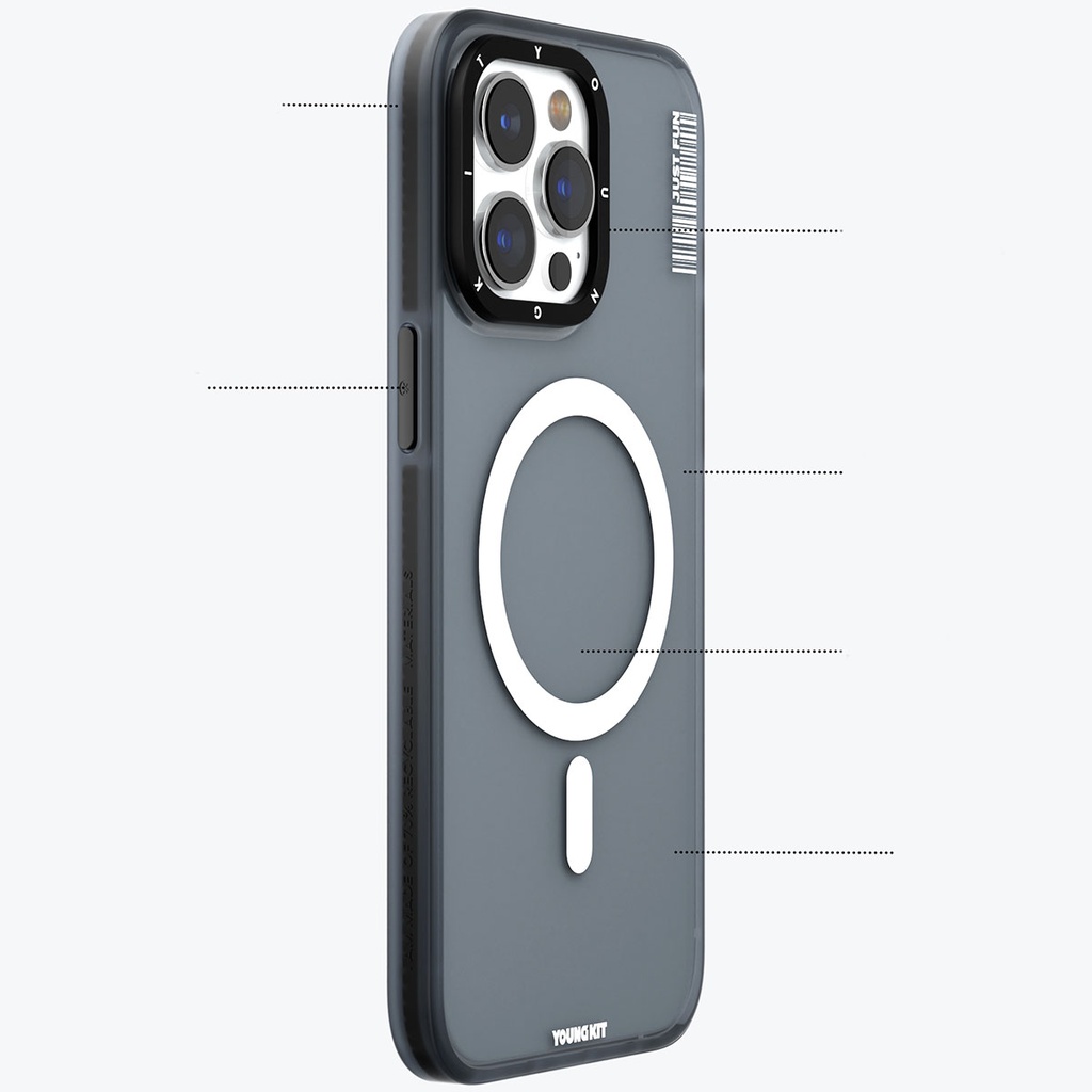 Apple iPhone 15 Pro Uyumlu Kılıf Magsafe Şarj Özellikli Youngkit Colored Sand Serisi Kapak - 1