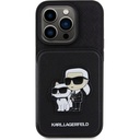 Apple iPhone 15 Pro Uyumlu Kılıf Karl Lagerfeld Standlı Kartlıklı Saffiano K&C Metal Logo Orjinal Lisanslı Kapak