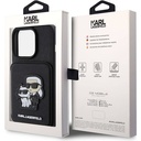 Apple iPhone 15 Pro Uyumlu Kılıf Karl Lagerfeld Standlı Kartlıklı Saffiano K&C Metal Logo Orjinal Lisanslı Kapak