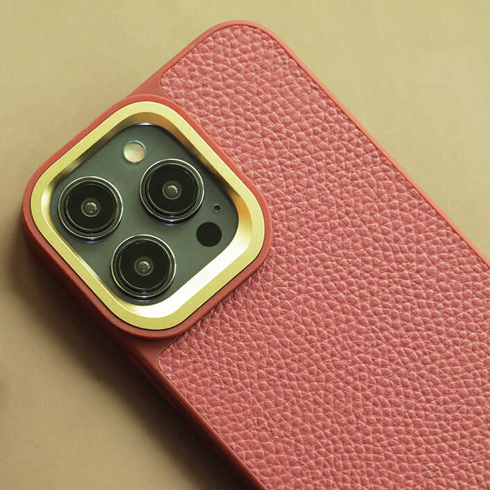 Apple iPhone 14 Pro Max Uyumlu Kılıf Soft Deri Metal Kamera Çerçeveli ​Kajsa Litchi Kapak - 7