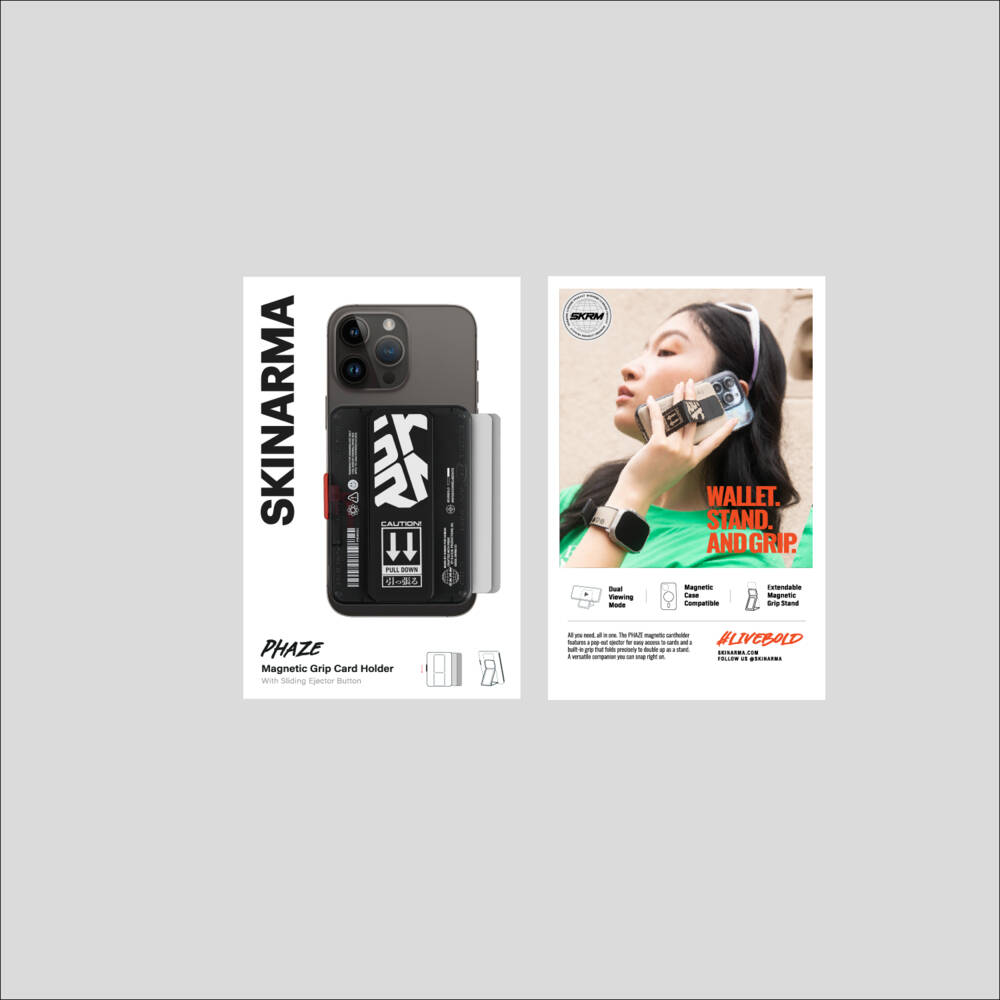 SkinArma Phaze Magsafe Şarj Özellikli Buton Tasarımlı Kavrama Standlı Kartlık - 4