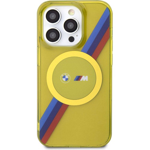 Apple iPhone 15 Pro Max Uyumlu Kılıf BMW Magsafe Şarj Özellikli Transparan Tricolor Stripes Orjinal Lisanslı Kapak