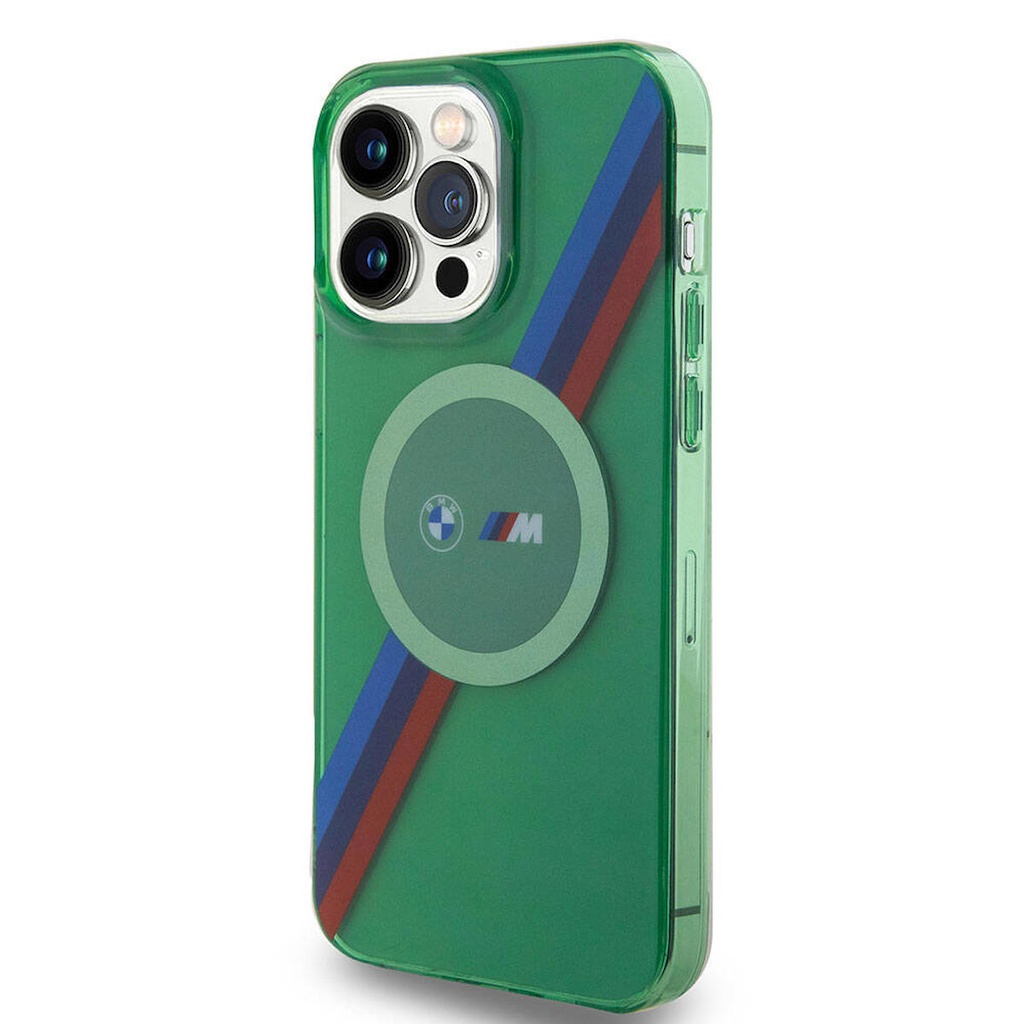 Apple iPhone 15 Pro Max Uyumlu Kılıf BMW Magsafe Şarj Özellikli Transparan Tricolor Stripes Orjinal Lisanslı Kapak
