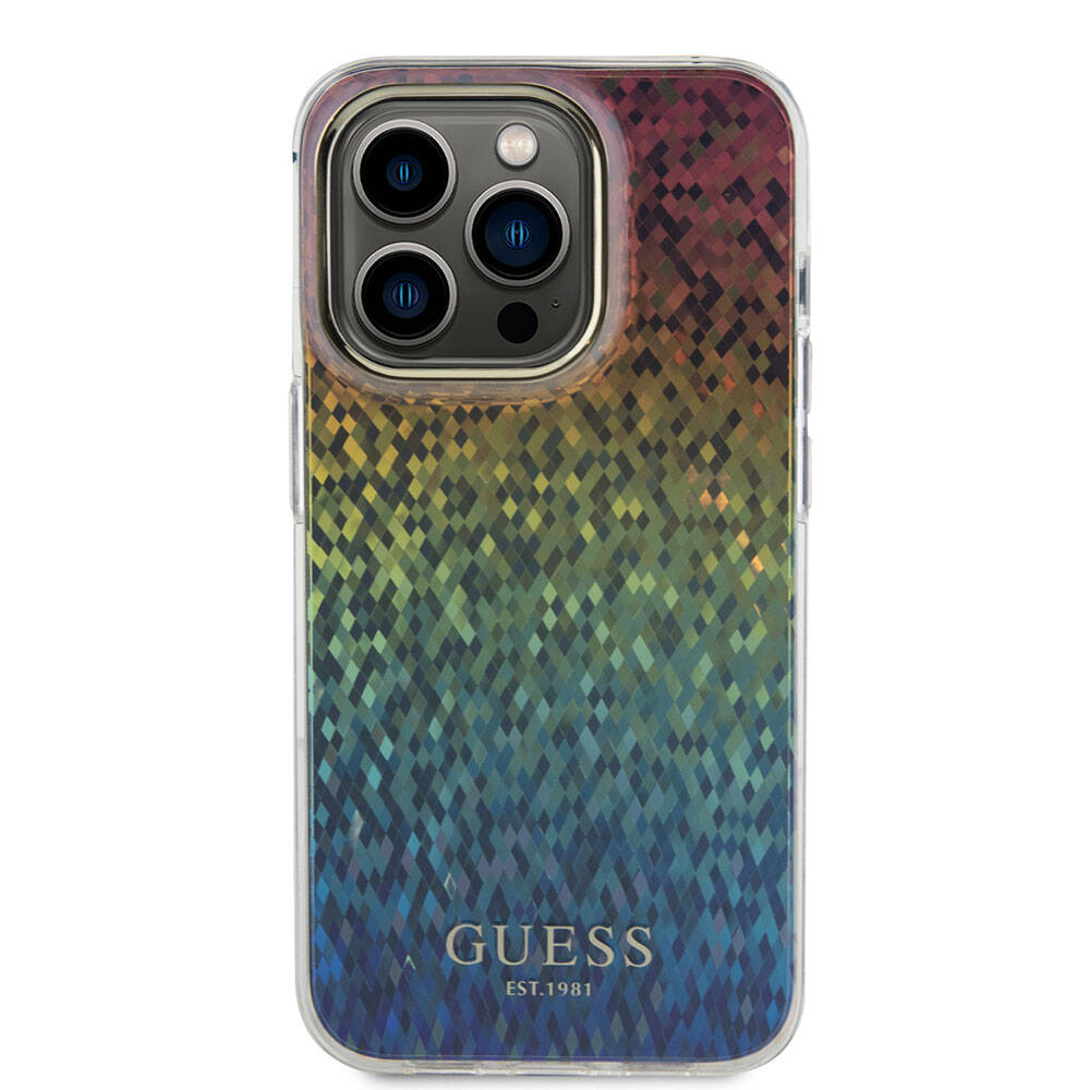 Apple iPhone 15 Pro Max Uyumlu Kılıf Guess Orjinal Lisanslı Yazı Logolu Mirror Disco Kapak - 2