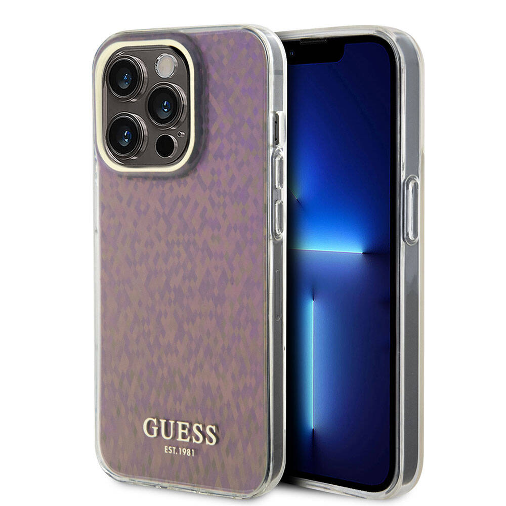 Apple iPhone 15 Pro Max Uyumlu Kılıf Guess Orjinal Lisanslı Yazı Logolu Mirror Disco Kapak - 14