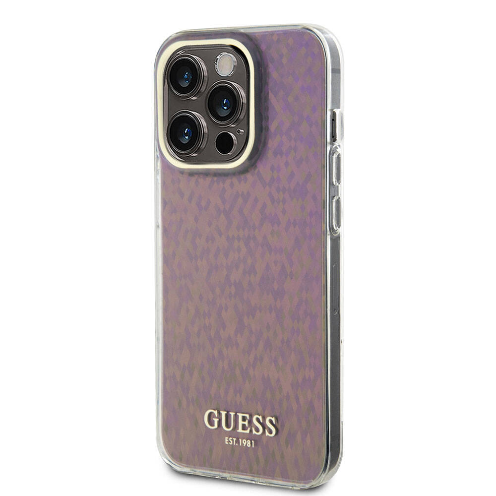 Apple iPhone 15 Pro Max Uyumlu Kılıf Guess Orjinal Lisanslı Yazı Logolu Mirror Disco Kapak - 15