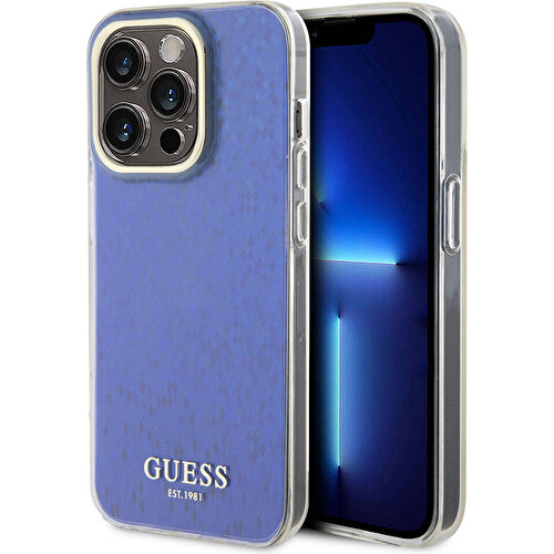 Apple iPhone 15 Pro Max Uyumlu Kılıf Guess Orjinal Lisanslı Yazı Logolu Mirror Disco Kapak