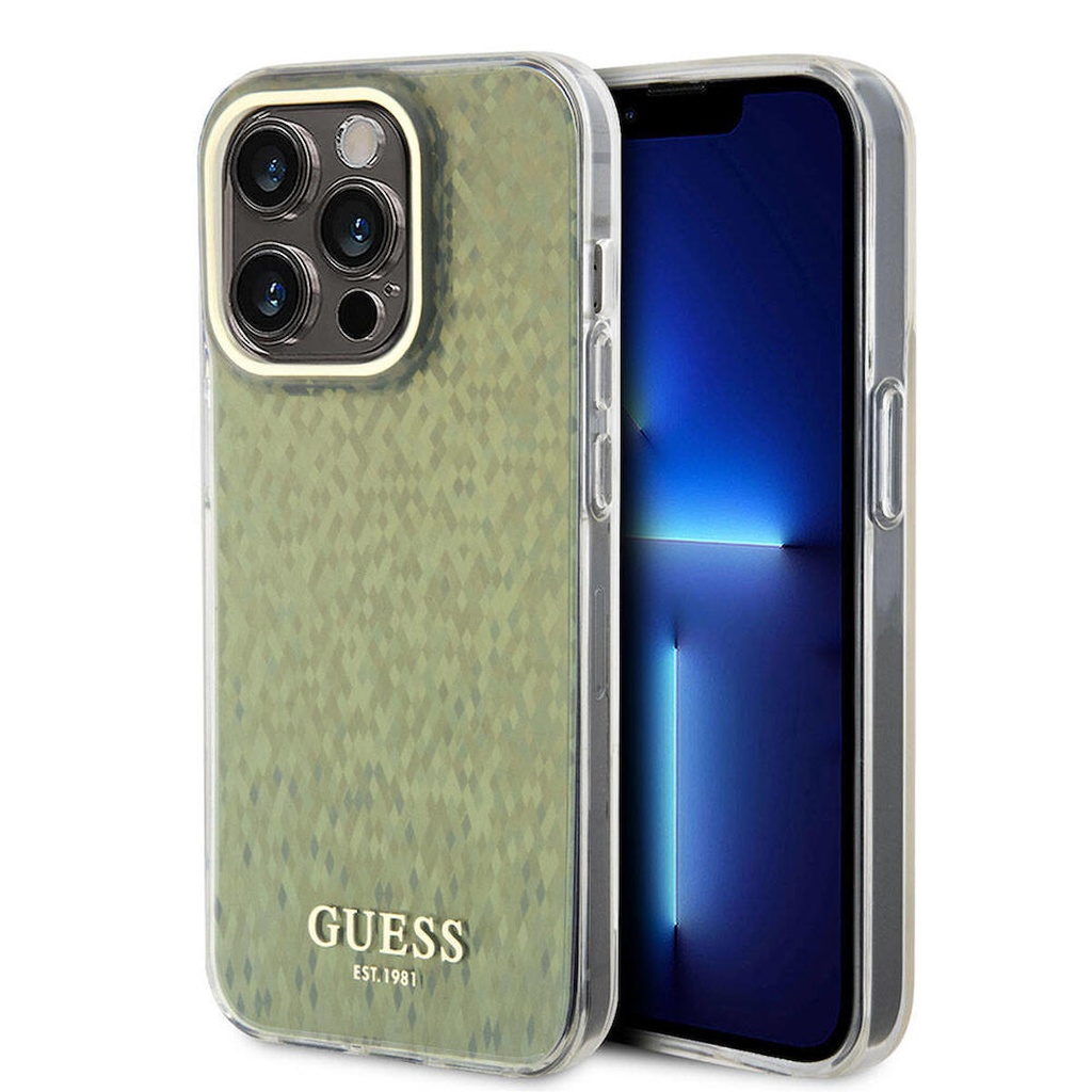 Apple iPhone 15 Pro Max Uyumlu Kılıf Guess Orjinal Lisanslı Yazı Logolu Mirror Disco Kapak