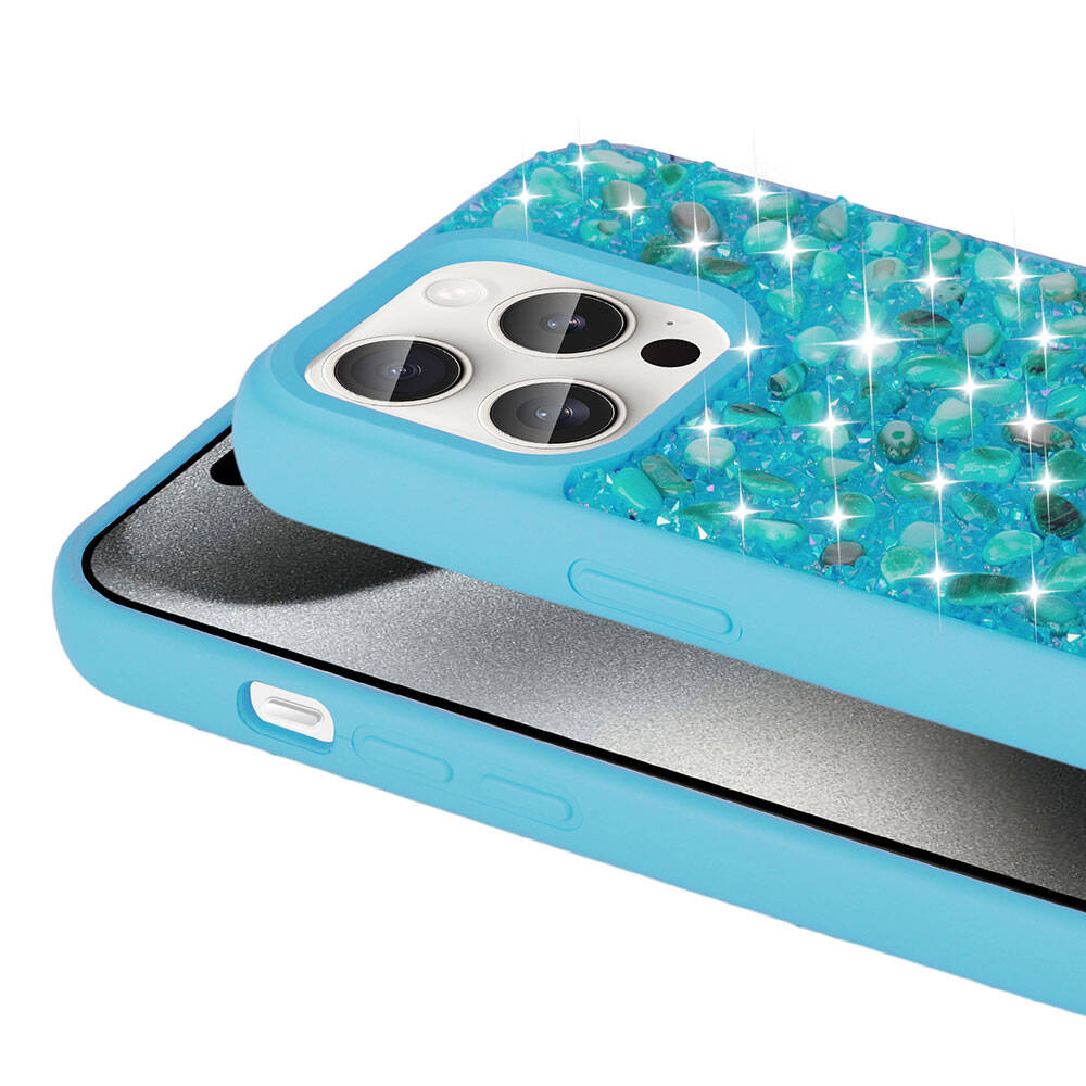 Apple iPhone 15 Pro Max Uyumlu Kılıf Parlak Taşlı Tasarım Zore Linea Kapak - 5