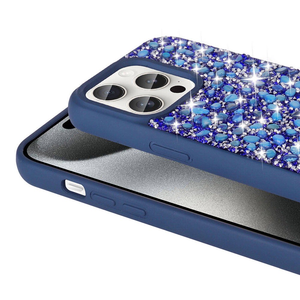 Apple iPhone 15 Pro Max Uyumlu Kılıf Parlak Taşlı Tasarım Zore Linea Kapak - 8