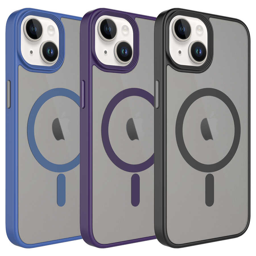 Apple iPhone 14 Plus Uyumlu Kılıf Mat Arka Yüzey Wireless Şarj Özellikli Zore Flet Magsafe Kapak - 1