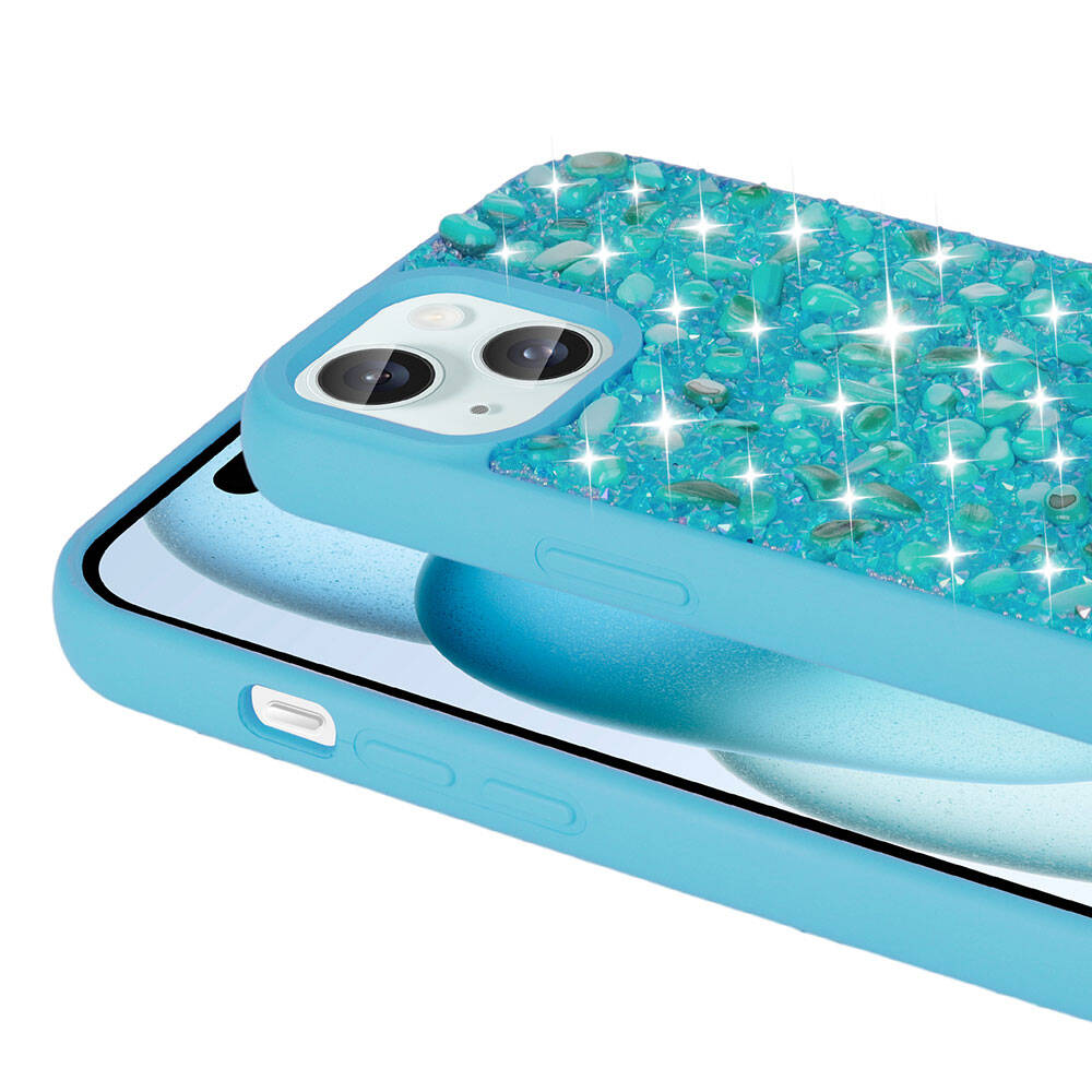 Apple iPhone 15 Uyumlu Kılıf Parlak Taşlı Tasarım Zore Linea Kapak - 1