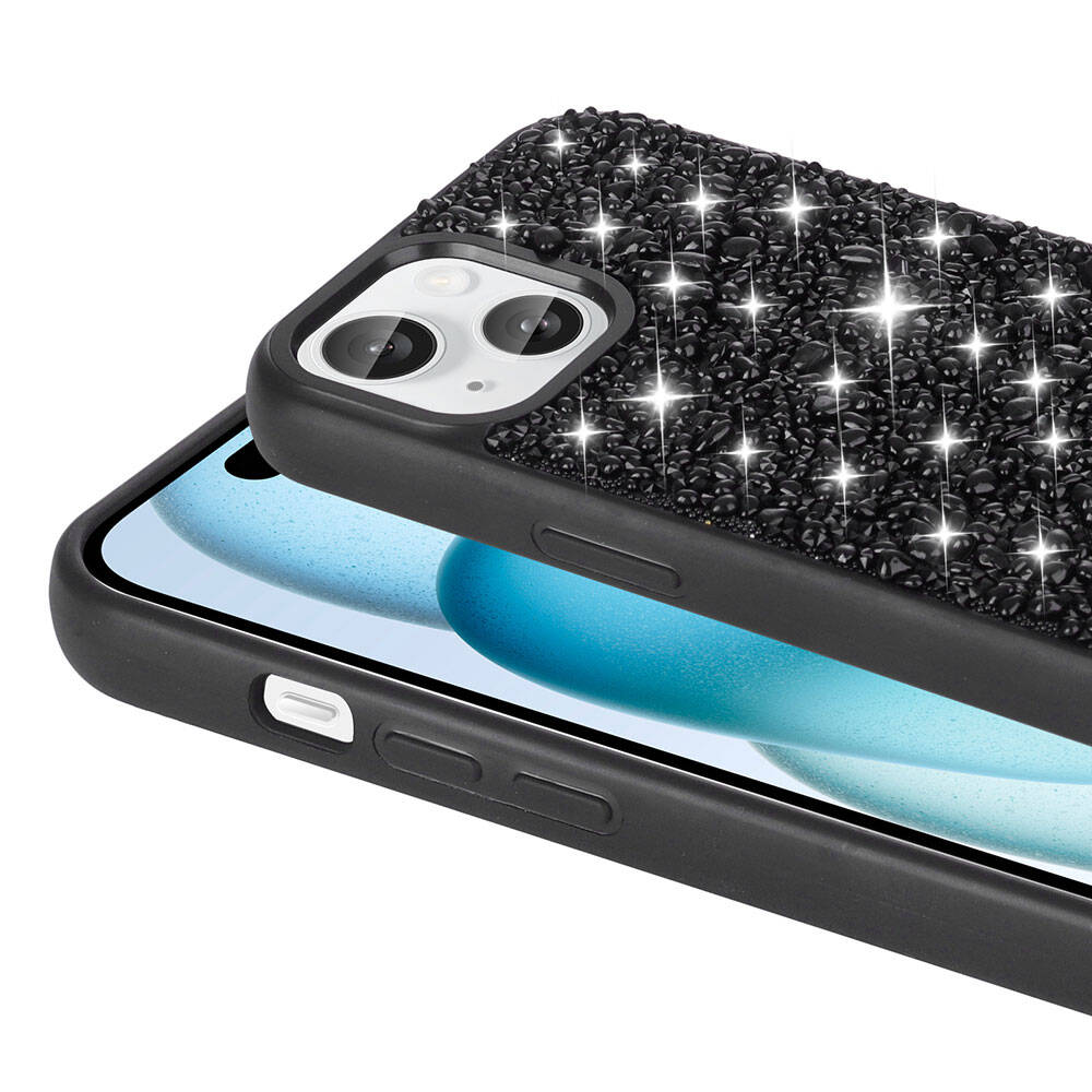 Apple iPhone 15 Uyumlu Kılıf Parlak Taşlı Tasarım Zore Linea Kapak - 2