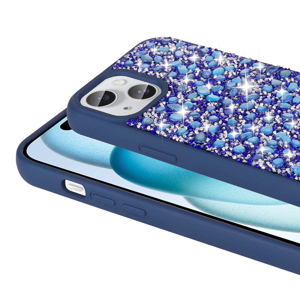 Apple iPhone 15 Uyumlu Kılıf Parlak Taşlı Tasarım Zore Linea Kapak - 5