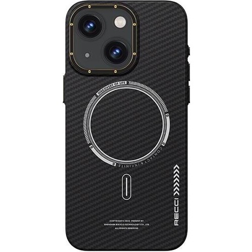 Apple iPhone 15 Uyumlu Kılıf Recci Machinist Serisi Magsafe Şarj Özellikli Magnetik Karbon Kapak