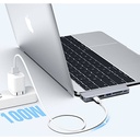 Recci RH08 Type-C to Type-C + SD/TF + USB3.0 + USB2.0 + HDMI + Thunderbolt 3 Bağlantılı 7in2 Hub