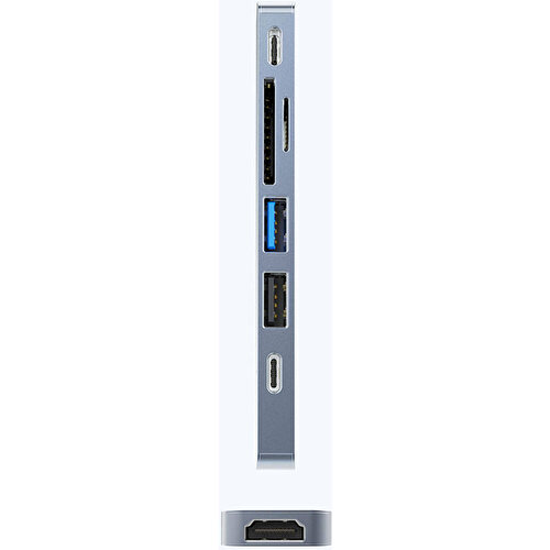 Recci RH08 Type-C to Type-C + SD/TF + USB3.0 + USB2.0 + HDMI + Thunderbolt 3 Bağlantılı 7in2 Hub