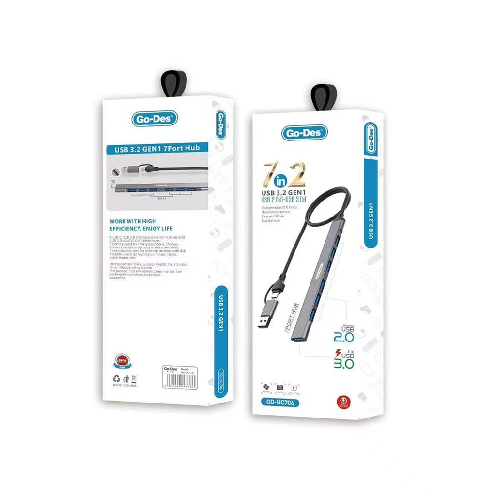 Go Des GD-UC706 7 Usb Girişli Type-C - Usb Hub - 1