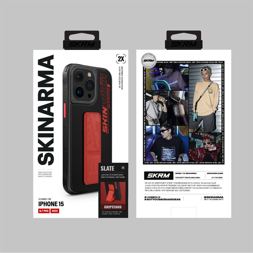 Apple iPhone 15 Pro Max Uyumlu Kılıf SkinArma Standlı Deri Görünümlü Slate Kapak - 14