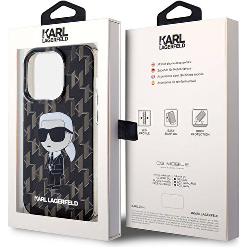 Apple iPhone 15 Pro Max Uyumlu Kılıf Karl Lagerfeld IML İkonik Monogram Orjinal Lisanslı Kapak