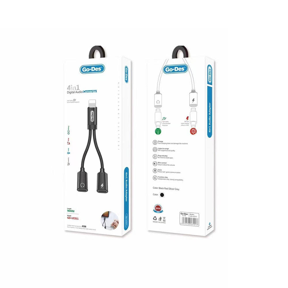 Go Des GD-UC011 Lightning 2in1 Şarj ve Ses Kablosu - 1