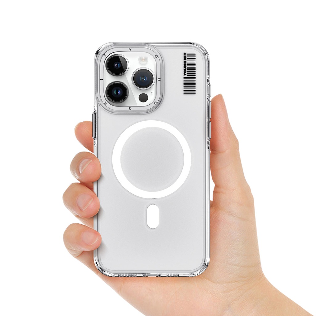 Apple iPhone 15 Pro Max Uyumlu Kılıf Magsafe Şarj Özellikli Şeffaf Youngkit Crystal Shield Serisi Kapak - 7