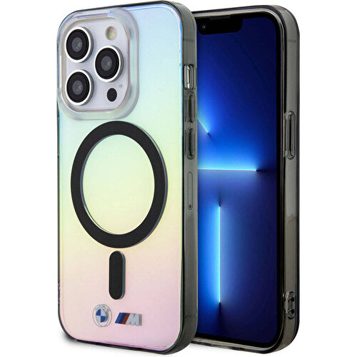 Apple iPhone 15 Pro Max Uyumlu Kılıf BMW Magsafe Şarj Özellikli Transparan Renk Geçişli Iridescent Orjinal Lisanslı Kapak